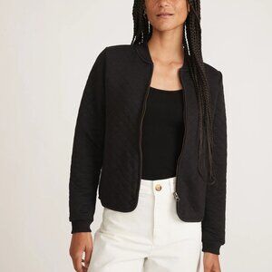 Marine Layer Corbet Quilted Bomber Jacket In Black, M